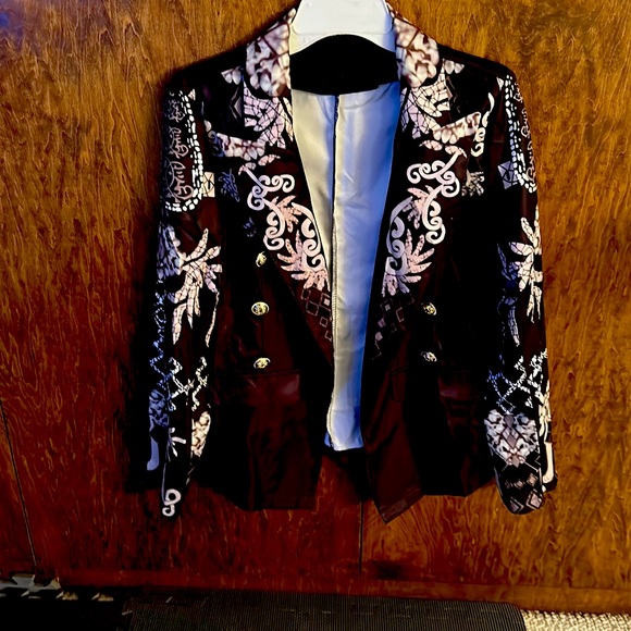 Jacket with gold buttons on front and sleeves. - Picture 1 of 4